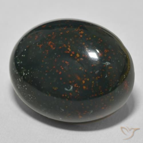 27.95 ct Green Bloodstone Stone, Natural Bloodstone in Oval Cabochon Shape for Sale