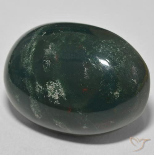 41.22 ct Green Bloodstone Stone, Natural Bloodstone in Oval Cabochon Shape for Sale
