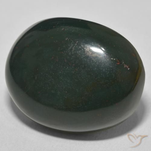 26.46 ct Green Bloodstone Stone, Natural Bloodstone in Oval Cabochon Shape for Sale