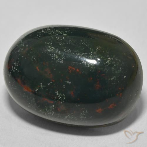 30.81 ct Green Bloodstone Stone, Natural Bloodstone in Oval Cabochon Shape for Sale