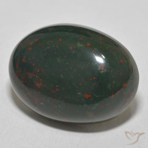 21.79 ct Green Bloodstone Stone, Natural Bloodstone in Oval Cabochon Shape for Sale