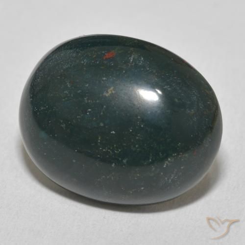 15.20 ct Green Bloodstone Stone, Natural Bloodstone in Oval Cabochon Shape for Sale