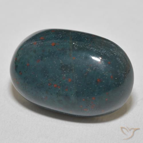 20.93 ct Green Bloodstone Stone, Natural Bloodstone in Oval Cabochon Shape for Sale