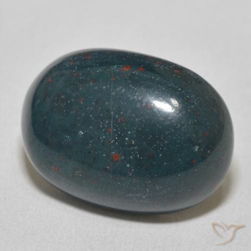 18.39 ct Green Bloodstone Stone, Natural Bloodstone in Oval Cabochon Shape for Sale
