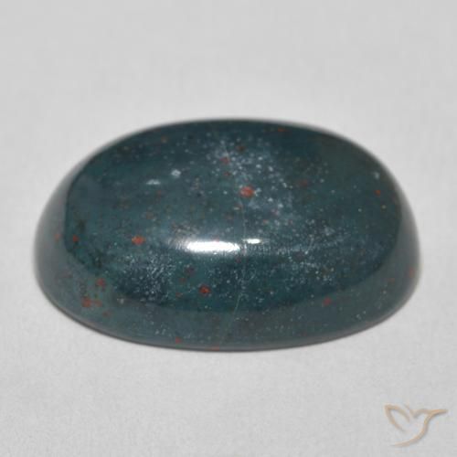 Bloodstone Gemstone in 20.9 x 15.2 mm Size for Sale, Bloodstone Stone in Bluish Green Color