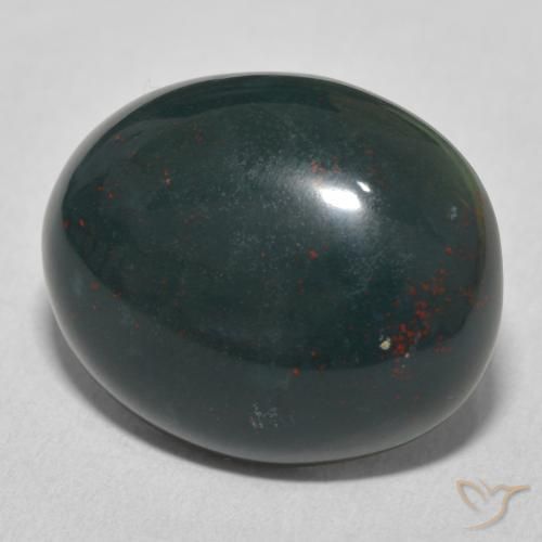 17.00 ct Green Bloodstone Stone, Natural Bloodstone in Oval Cabochon Shape for Sale