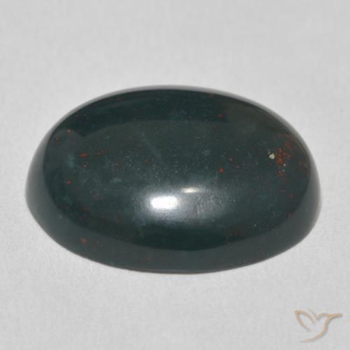 Bloodstone Gemstone in 20.6 x 16.9 mm Size for Sale, Bloodstone Stone in Medium Dark Green Color