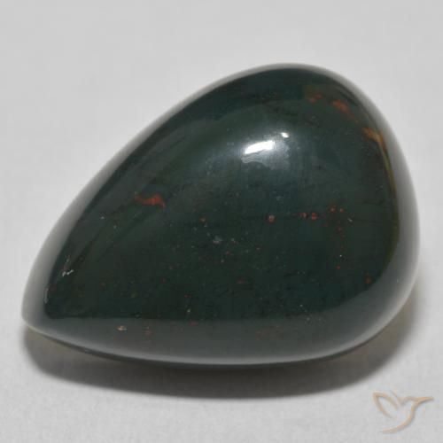 32.84ct Natural Multicolor Green Bloodstone, Pear Shape, Opaque