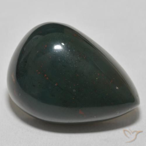 32.84 ct Green Bloodstone Stone, Natural Bloodstone in Pear Cabochon Shape for Sale