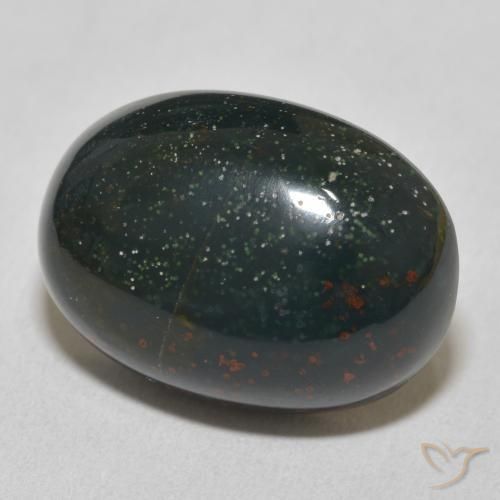 16.56 ct Green Bloodstone Stone, Natural Bloodstone in Oval Cabochon Shape for Sale