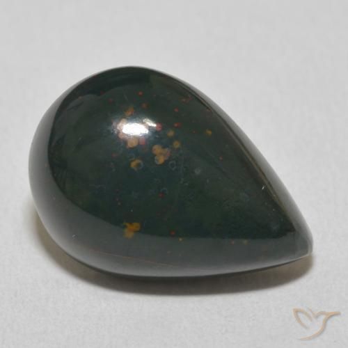 10.92 ct Green Bloodstone Stone, Natural Bloodstone in Pear Cabochon Shape for Sale