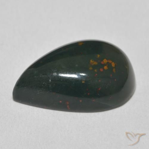 Bloodstone Gemstone in 18.8 x 13.2 mm Size for Sale, Bloodstone Stone in Deep Green Color