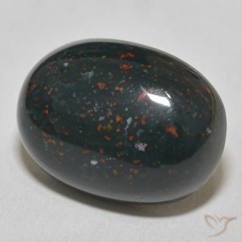 19.08 ct Green Bloodstone Stone, Natural Bloodstone in Oval Cabochon Shape for Sale