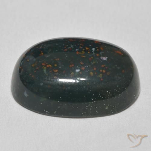 Bloodstone Gemstone in 20 x 15 mm (calibrated) Size for Sale, Bloodstone Stone in Forest Green Color