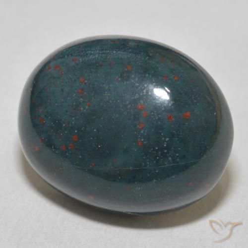 20.63 ct Green Bloodstone Stone, Natural Bloodstone in Oval Cabochon Shape for Sale