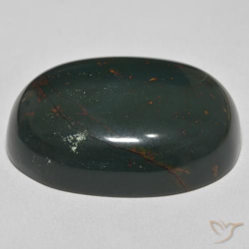 Bloodstone Gemstone in 37.8 x 27.6 mm Size for Sale, Bloodstone Stone in Dark Green Color