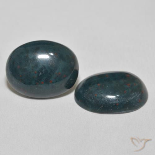 17.33 ctw Green Bloodstone Stones, Natural Bloodstone in Oval Cabochon Shape for Sale