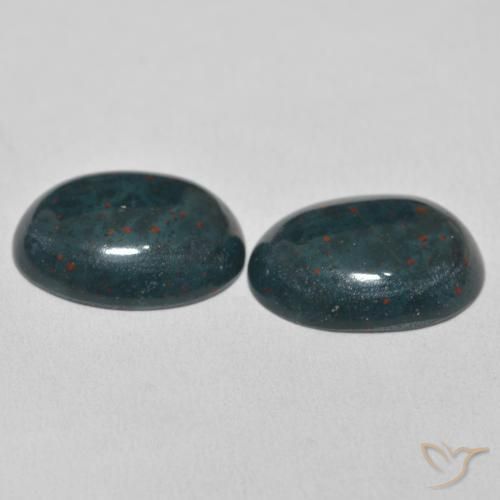 Bloodstone Gemstones in 17.3 x 13.8 mm Size for Sale, Bloodstone Stones in Deep Green Color