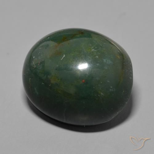 40.68 ct Green Bloodstone Stone, Natural Bloodstone in Oval Cabochon Shape for Sale