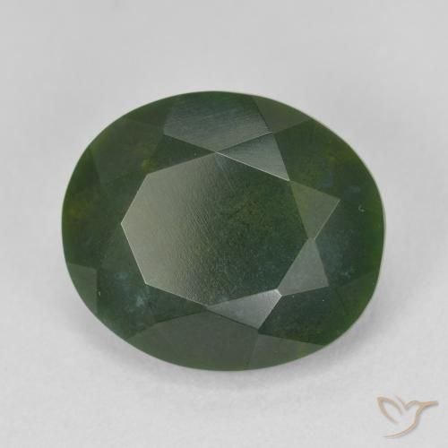 9.39 ct Green Bloodstone Stone, Natural Bloodstone in Oval Facet Shape for Sale