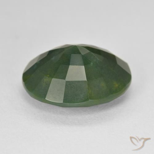 Bloodstone Gemstone in 15.7 x 13.5 mm Size for Sale, Bloodstone Stone in Earthy Green Color