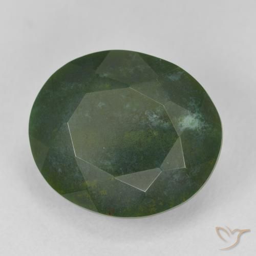 11.88 ct Green Bloodstone Stone, Natural Bloodstone in Oval Facet Shape for Sale