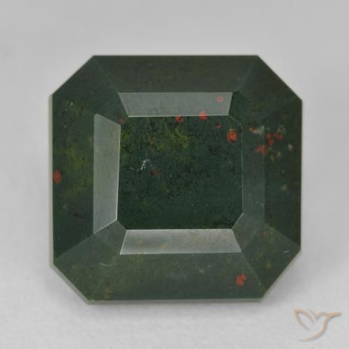 17.25ct Natural Forest Green Bloodstone, Emerald Cut, Opaque