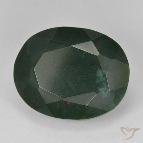 21.50 ct Green Bloodstone Stone, Natural Bloodstone in Oval Facet Shape for Sale