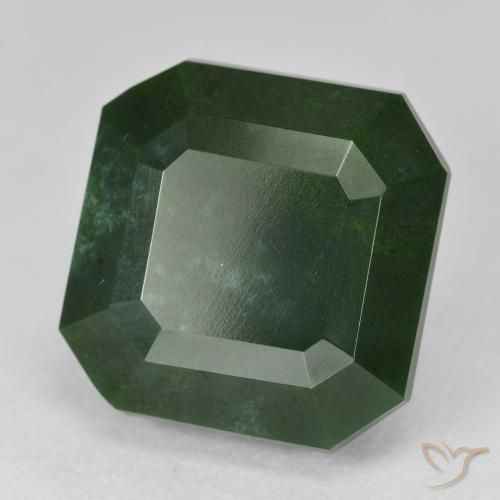 18.72 ct Green Bloodstone Stone, Natural Bloodstone in Octagon Step Cut Shape for Sale