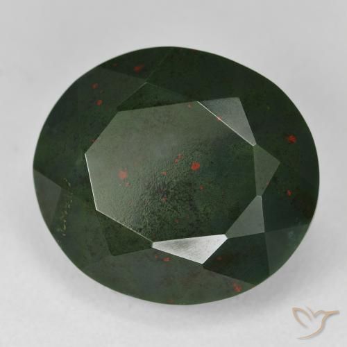23.63 ct Green Bloodstone Stone, Natural Bloodstone in Oval Facet Shape for Sale