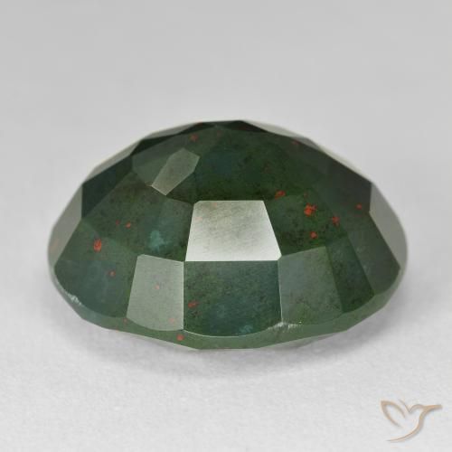 Bloodstone Gemstone in 19.9 x 17.7 mm Size for Sale, Bloodstone Stone in Forest Green Color