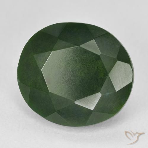 11.32 ct Green Bloodstone Stone, Natural Bloodstone in Oval Facet Shape for Sale