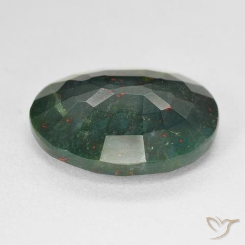 Bloodstone Gemstone in 18.7 x 16 mm Size for Sale, Bloodstone Stone in Multicolor Green Color