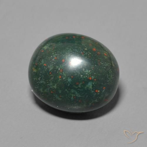6.07 ct Green Bloodstone Stone, Natural Bloodstone in Oval Cabochon Shape for Sale