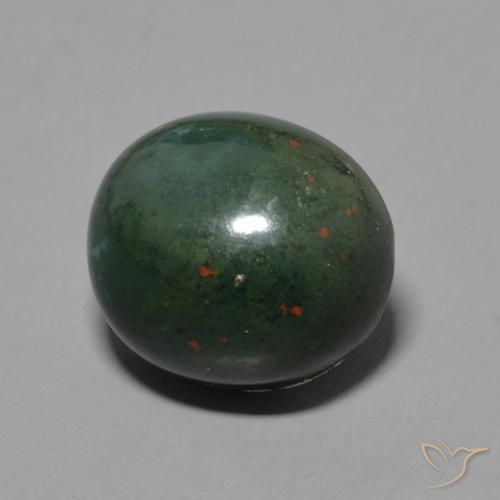 6.59 ct Green Bloodstone Stone, Natural Bloodstone in Oval Cabochon Shape for Sale