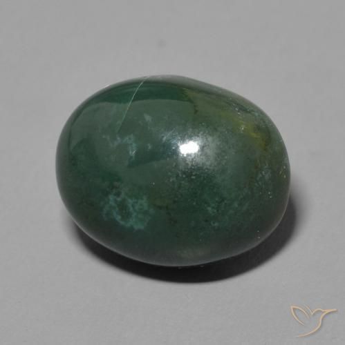 6.71 ct Green Bloodstone Stone, Natural Bloodstone in Oval Cabochon Shape for Sale