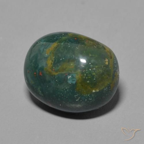 4.64 ct Green Bloodstone Stone, Natural Bloodstone in Oval Cabochon Shape for Sale