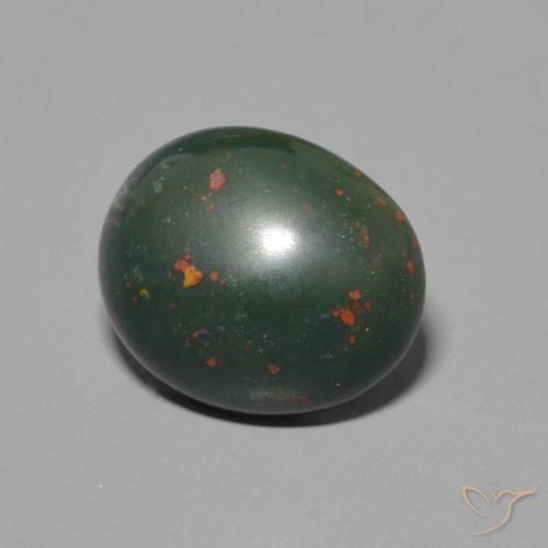 2.25 ct Green Bloodstone Stone, Natural Bloodstone in Oval Cabochon Shape for Sale