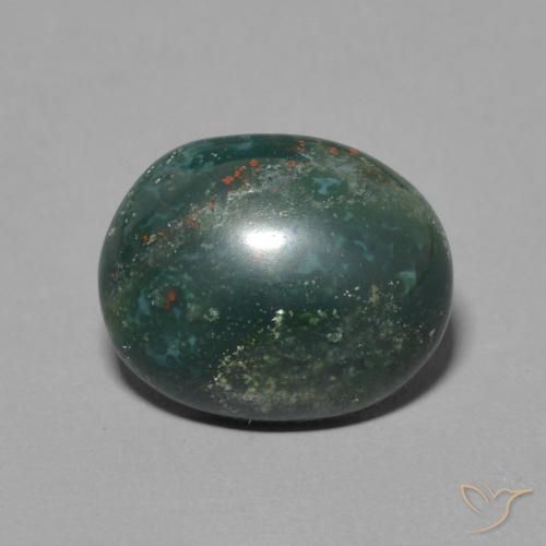 2.50 ct Green Bloodstone Gemstone, Bloodstone Gem in Oval Cabochon Shape for Sale.