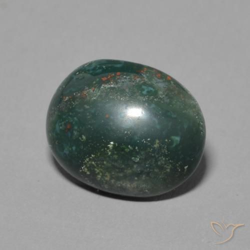 2.50 ct Green Bloodstone Stone, Natural Bloodstone in Oval Cabochon Shape for Sale