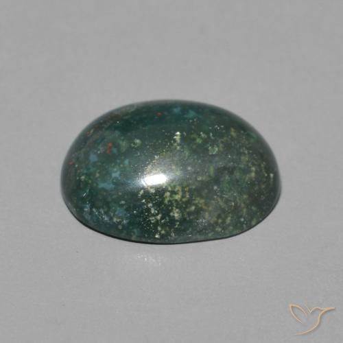 Bloodstone Gemstone in 10.3 x 8.5 mm Size for Sale, Bloodstone Stone in Multicolor Green Color