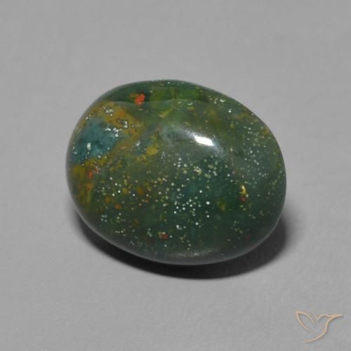 3.32 ct Green Bloodstone Stone, Natural Bloodstone in Oval Cabochon Shape for Sale