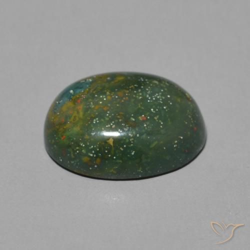 Bloodstone Gemstone in 11 x 9 mm (calibrated) Size for Sale, Bloodstone Stone in Earthy Green Color