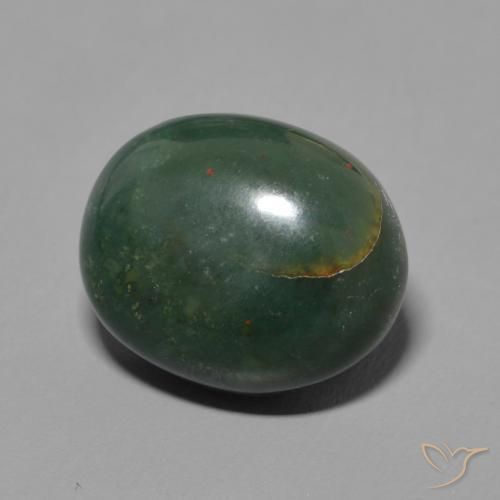 5.96 ct Green Bloodstone Stone, Natural Bloodstone in Oval Cabochon Shape for Sale