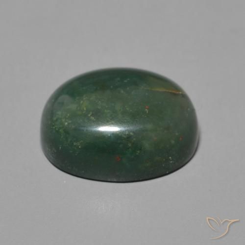 Bloodstone Gemstone in 12.5 x 10.4 mm Size for Sale, Bloodstone Stone in Medium Green Color