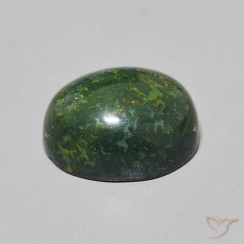 Bloodstone Gemstone in 11.5 x 9.4 mm Size for Sale, Bloodstone Stone in Deep Green Color