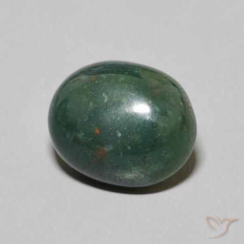 2.45 ct Green Bloodstone Stone, Natural Bloodstone in Oval Cabochon Shape for Sale