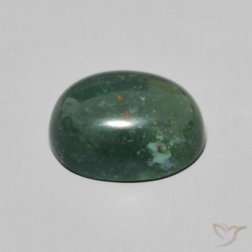 Bloodstone Gemstone in 9.4 x 7.7 mm Size for Sale, Bloodstone Stone in Medium Green Color