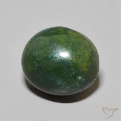 8.75 ct Green Bloodstone Stone, Natural Bloodstone in Oval Cabochon Shape for Sale