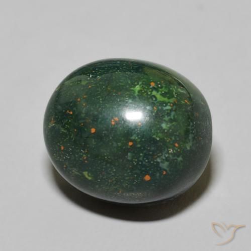 11.19 ct Green Bloodstone Stone, Natural Bloodstone in Oval Cabochon Shape for Sale